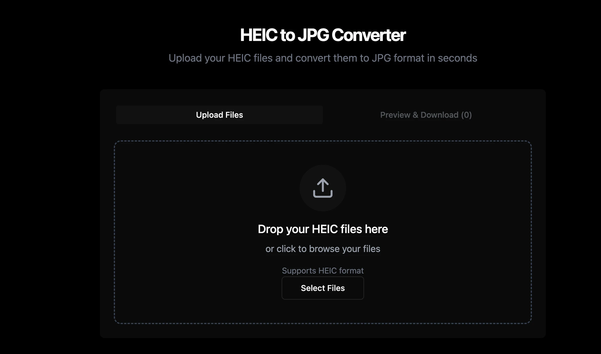 Uploading HEIC files to the converter interface