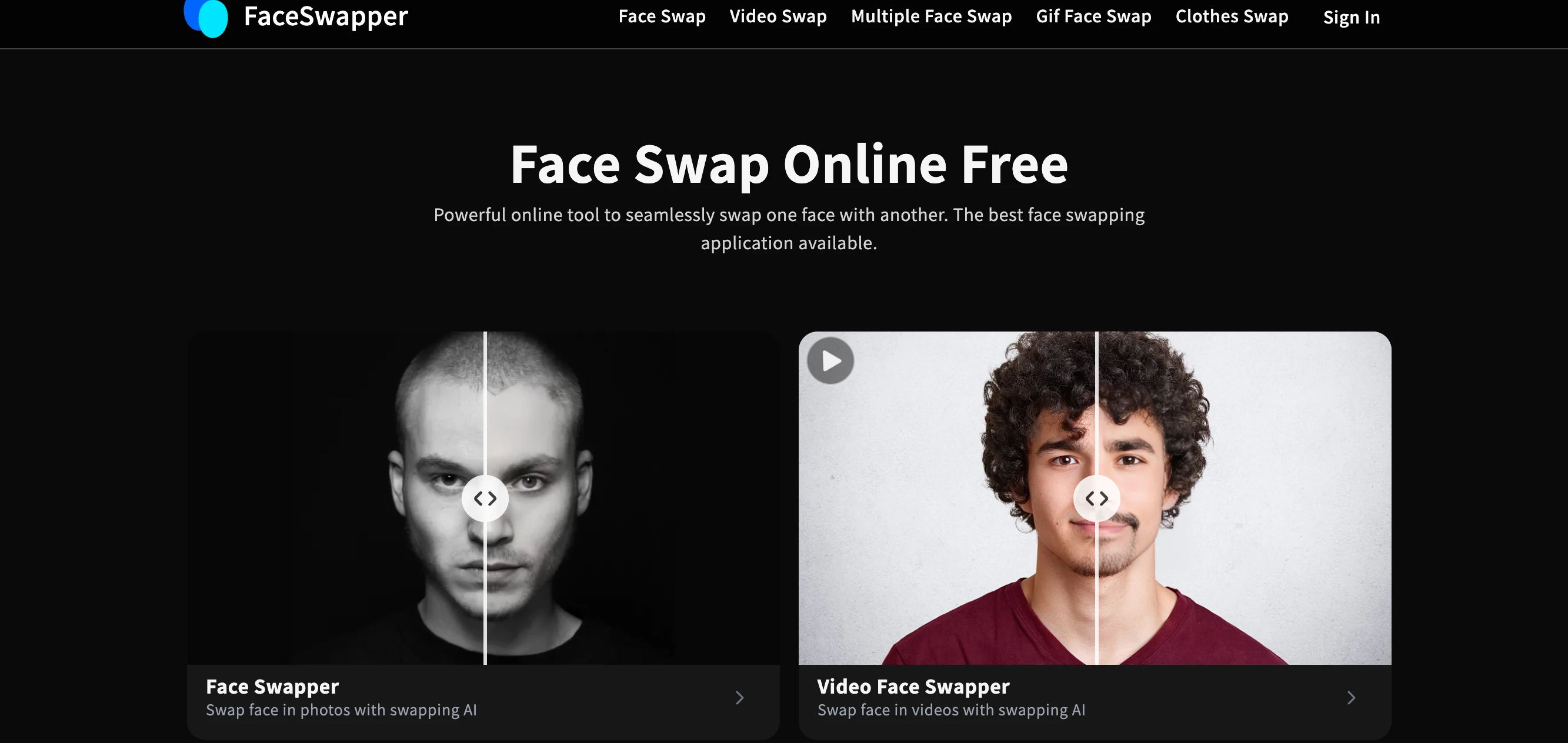 Face Swapper app interface showing GIF preview