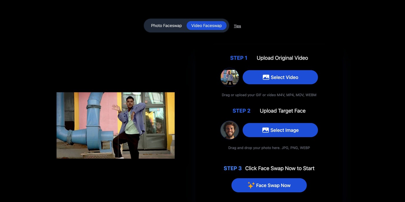 Step 3: Upload Your Video and Face for AI Face Swap