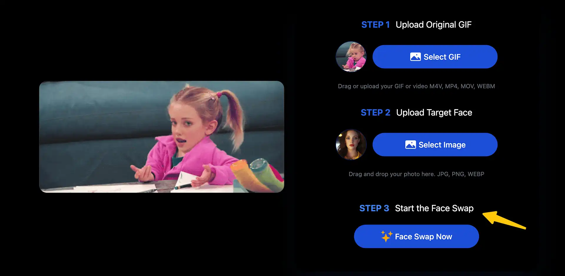 Step three generate your gif face swap