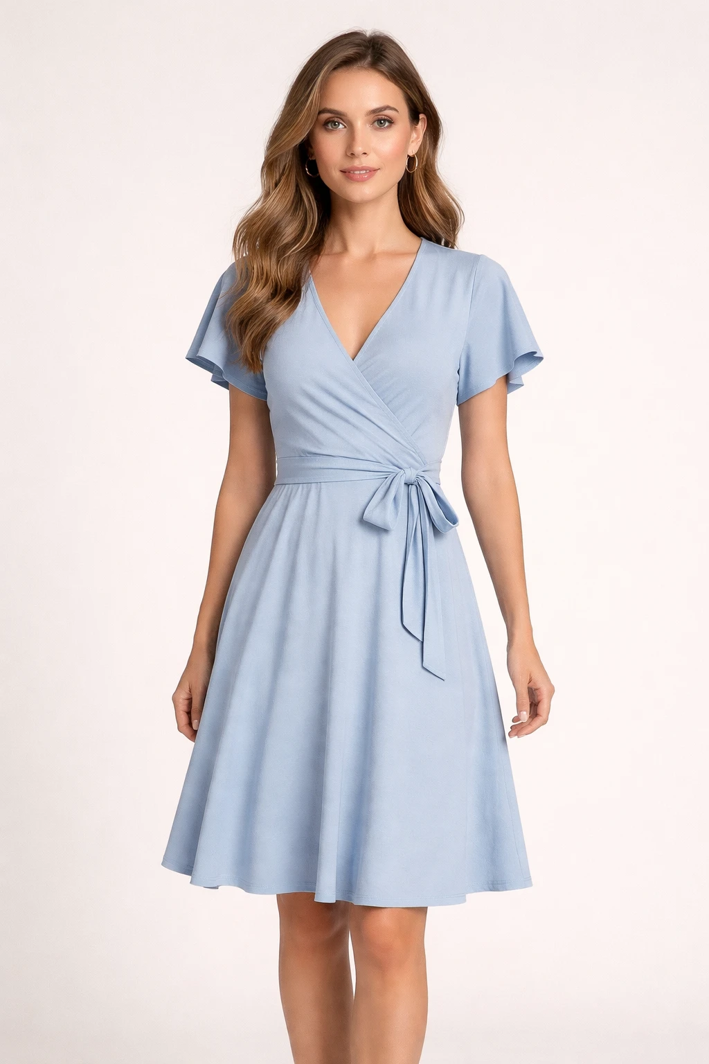 Light blue knee-length dress